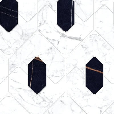 MOSAIC KOBE STATUARIETTO POL. LEGEND (8X13 SHEET)