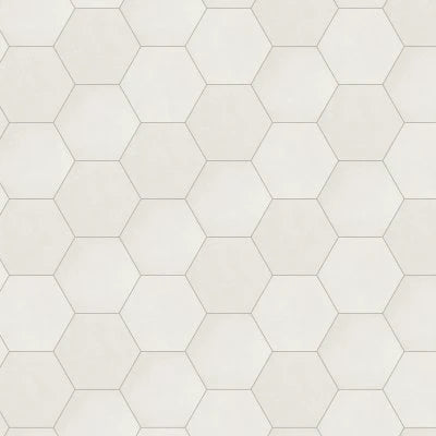 Makoto 10" x 11.5" Hexagon Matte Porcelain Tile in Shoji White