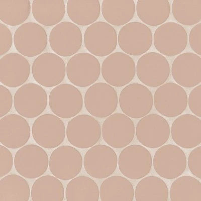 Makoto 2" Round Matte Porcelain Mosaic Tile in Momoiro Blush