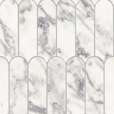 Eclessia Marble Arabescato Argento, Elongated Fan, Polished