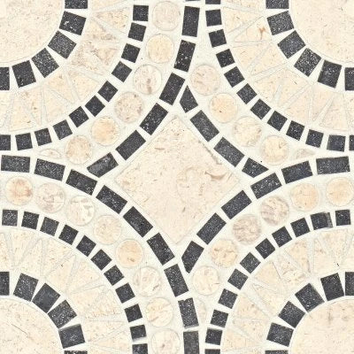 Solis Honed Marble Blend Mosaic Tile in Myra Beige & Basalt