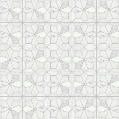 Blomma Honed Marble Mosaic Tile in Bianco
