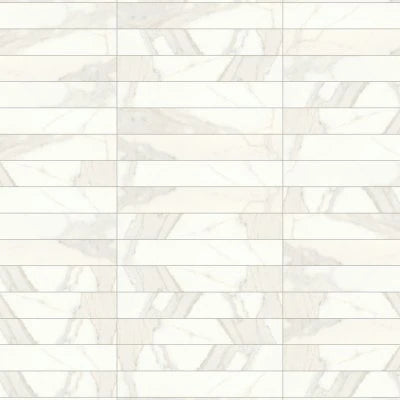 Magnifica 4" x 24" - 8mm Polished Porcelain Tile in Calacatta Super White