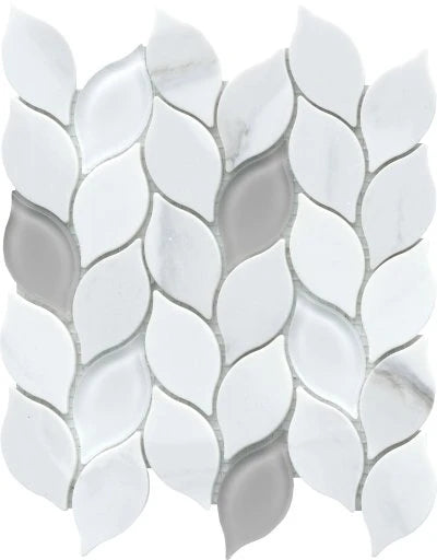 L'AMOUR WHITE POLISHED 2X3 LEAF MOSAIC LEAF/1011-GLS