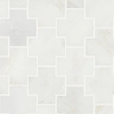 Monet Honed Marble Mosaic 4 Tile in Oriental White