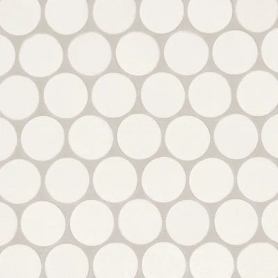 Makoto 2" Round Matte Porcelain Mosaic Tile in Shoji White