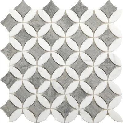 Natural Stone Wooden Silver Superellipse Mosaic