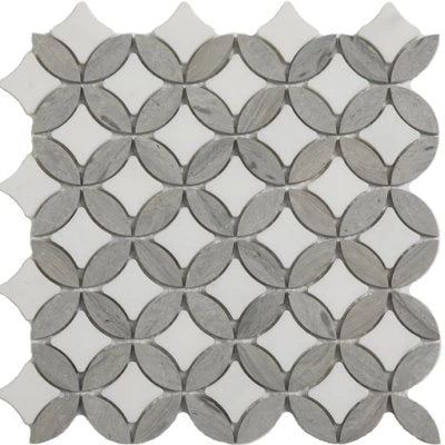 Natural Stone Wooden White Superellipse Mosaic