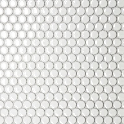 Le Cafe 3/4" x 3/4" Penny Round Glossy Porcelain Mosaic Tile in White